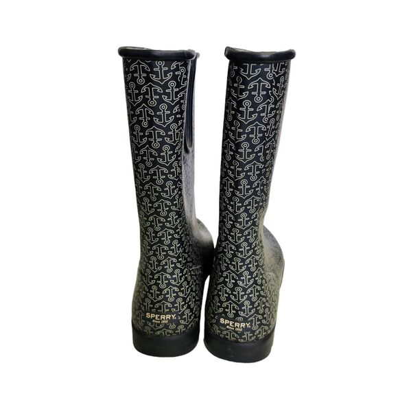 Sperry Top-Sider Womens 11 Rainboots Rubber Blue Anchors Waterproof Outdoors - Picture 5 of 11